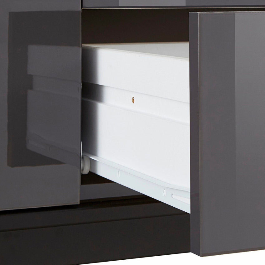 Credenza Moderna 1 Anta + 3 Cassetti Metis con Piede in Metallo Antracite Laccato