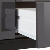 Credenza Moderna 1 Anta + 3 Cassetti Metis con Piede in Metallo Antracite Laccato