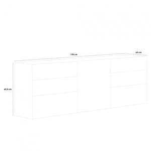 Credenza moderna 1 anta + 6 cassetti METIS bianco lucido