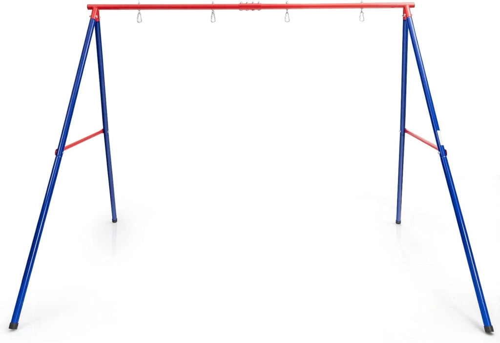 Supporto per Altalena a Telaio Girevole, Telaio per Altalena a Forma di A con Tappo Antiscivolo in Metallo, Supporto per Altalena Bambini a 2 Posti, Portata di 250 kg