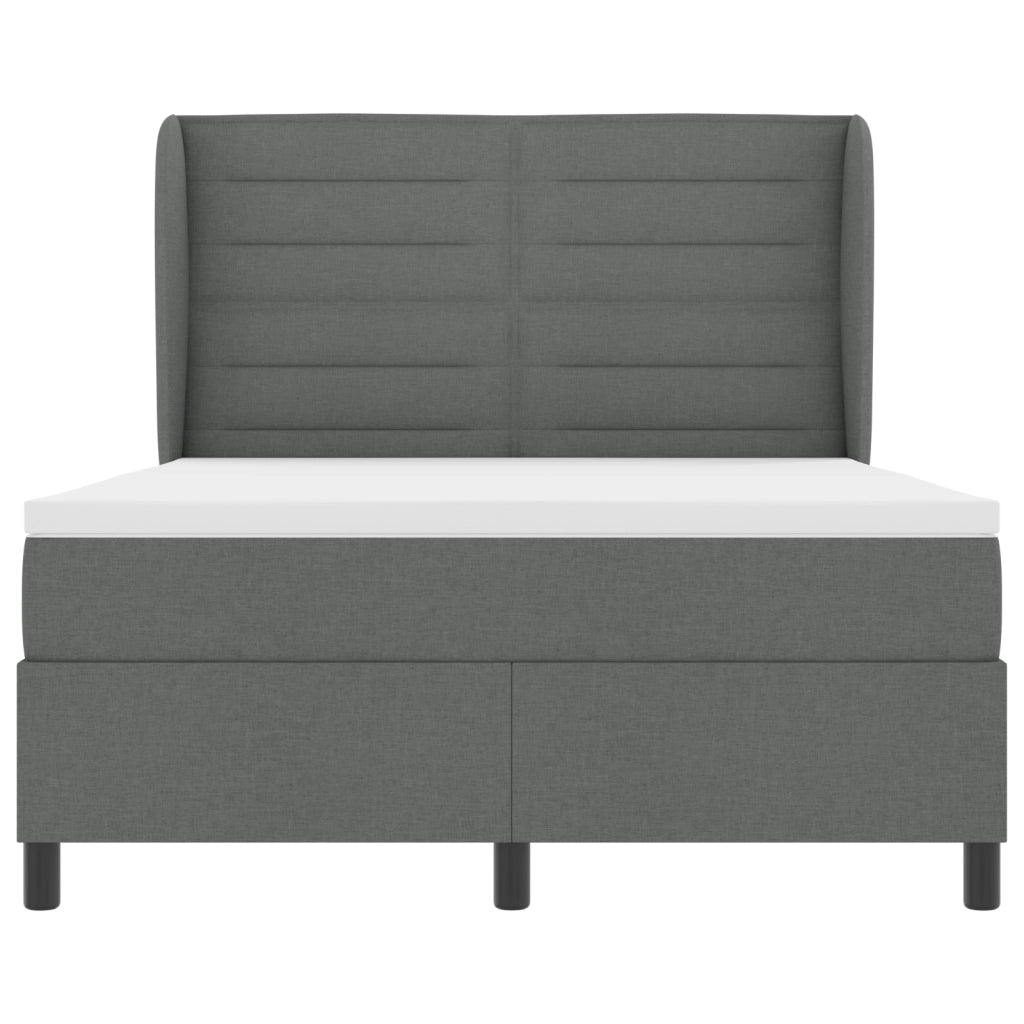 Letto Box Spring con Materasso Grigio Scuro 140x200 cm Tessuto