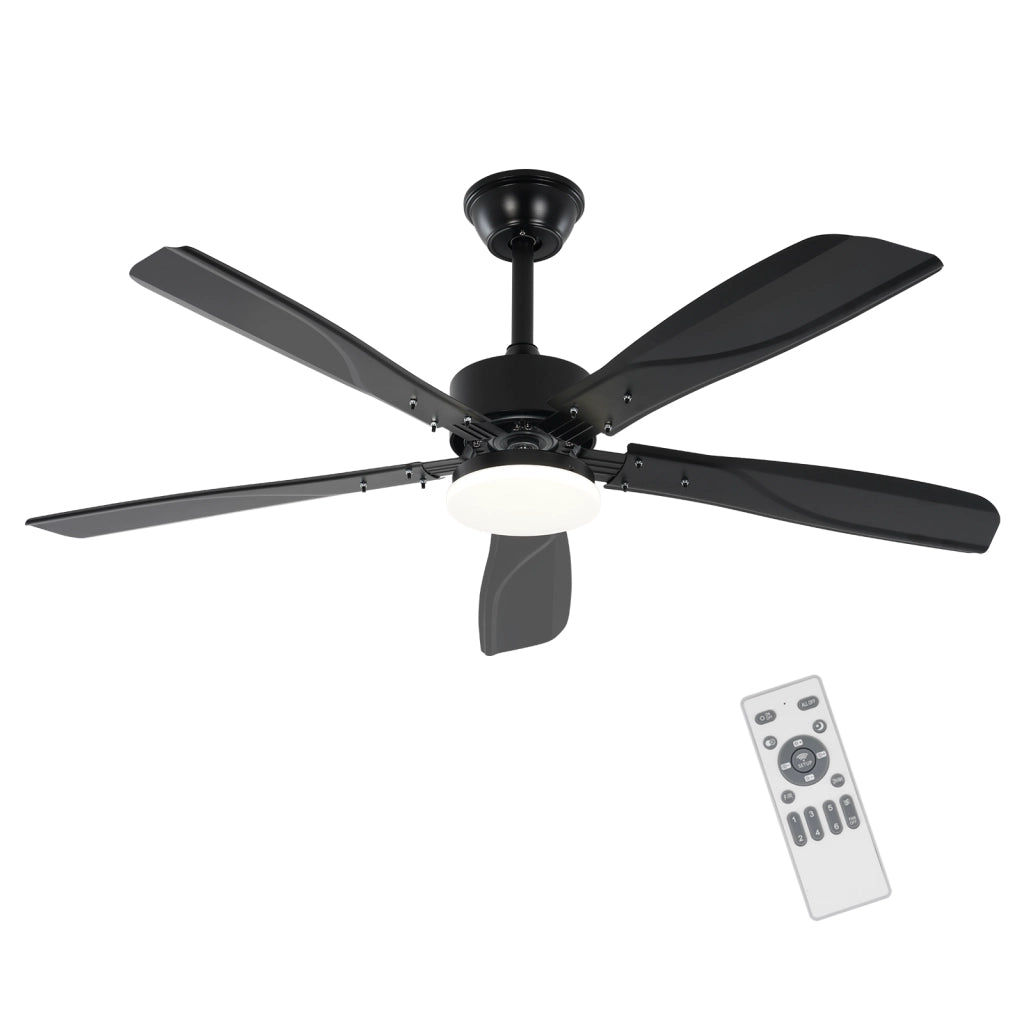 ZMH Ventilatore da soffitto nero con illuminazione silenziosa LED dimmerabile 23W