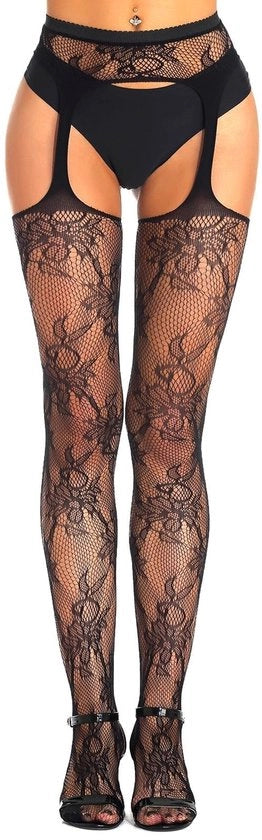Calze plus size con cerniera aperta - Cinturino in rete - Calze sexy - Materiale respirante - Alta elasticità - Calze a rete