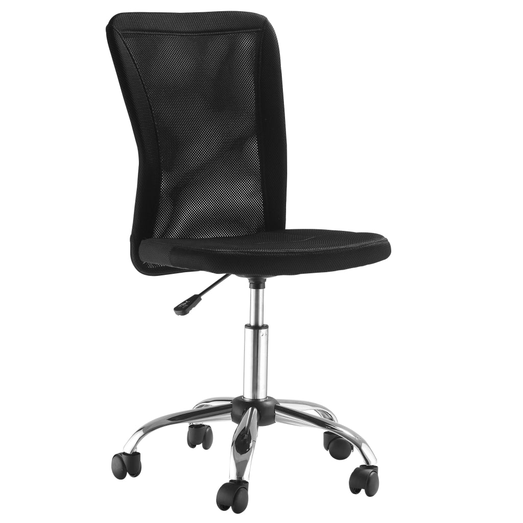 Sedia da ufficio ergonomica senza braccioli con altezza regolabile e seduta imbottita con rete in poliestere nero