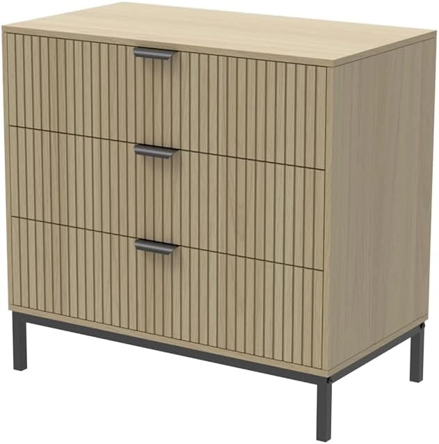 Cassettiera Lennox, Rovere, 72 x 69 cm con 3 cassetti, adatto per riporre riviste e telecomandi