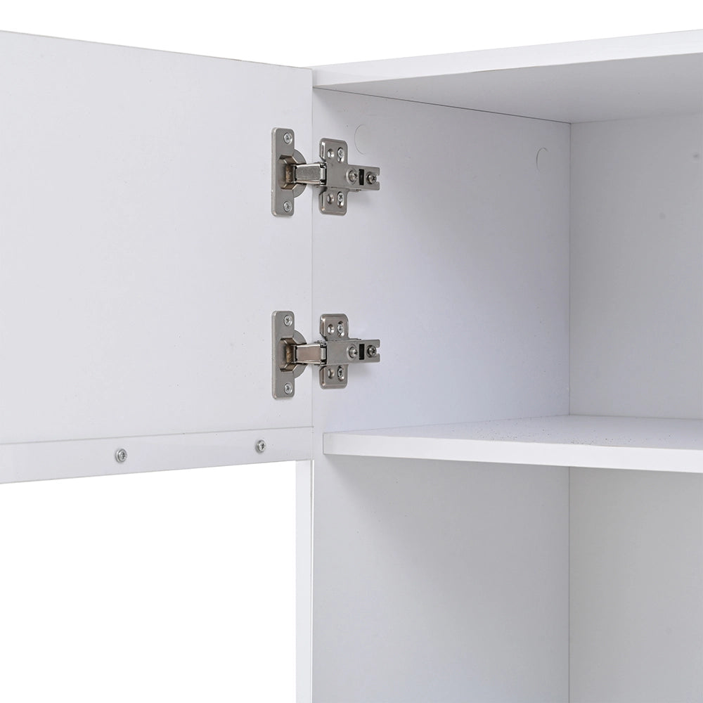 Vetrina 60x40x180 cm con LED - Xylo - 3 ripiani in vetro, ante in acrilico, armadio per soggiorno, bianco