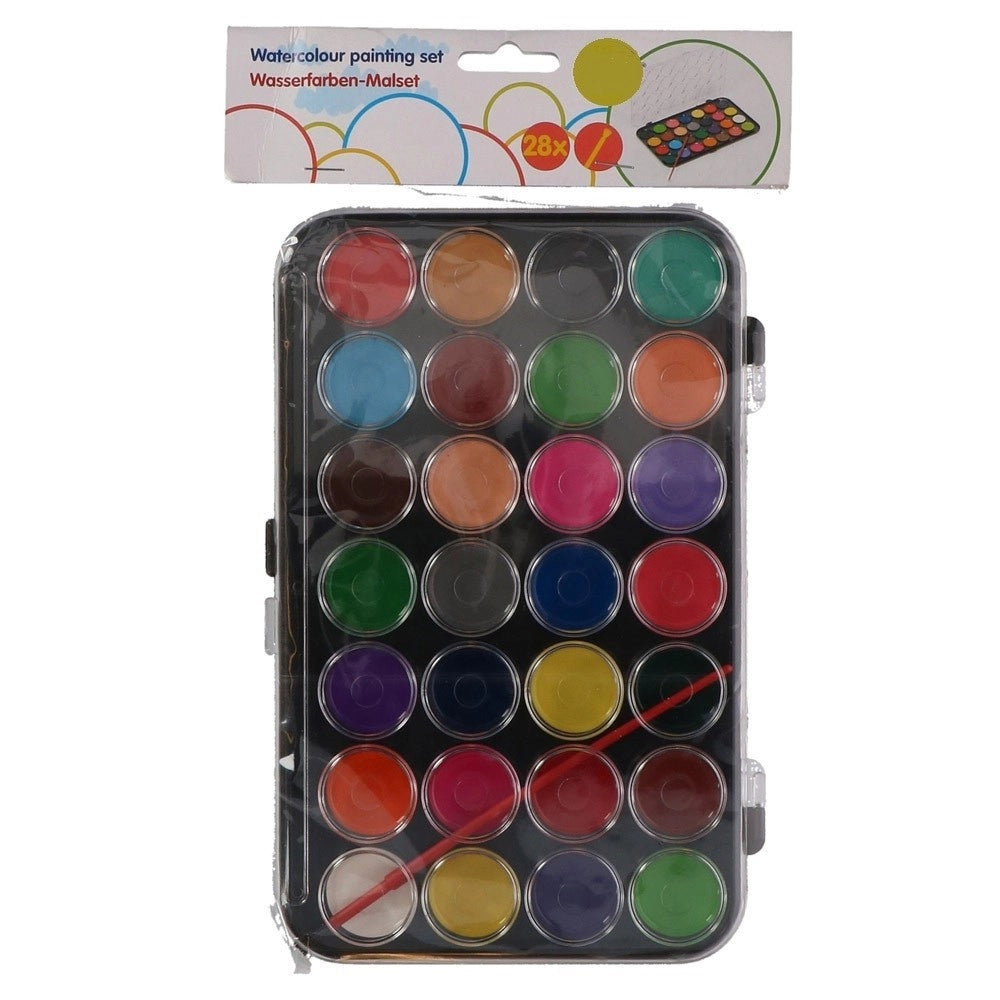 Trade Shop - Acquerelli Set 29 Pezzi Colori Ad Acqua Per Bambini Kids Scuola Disegno -