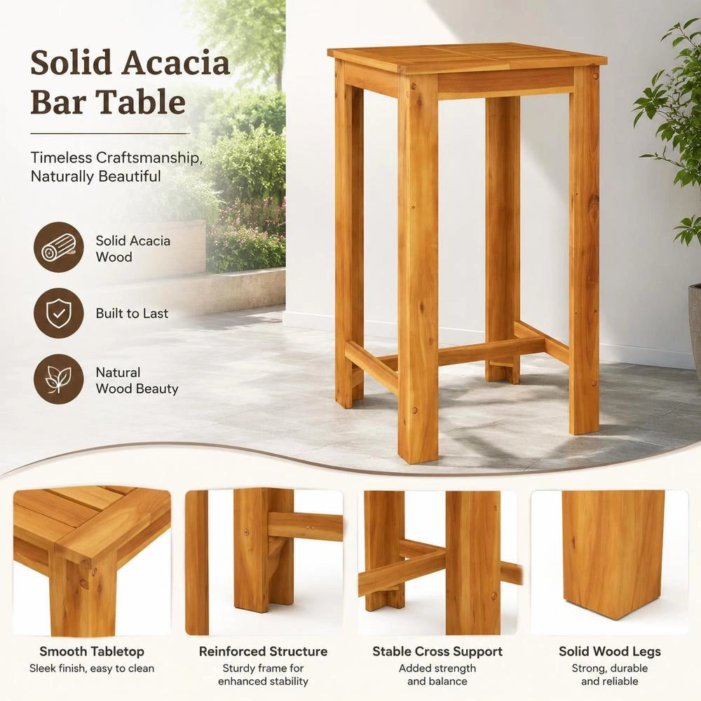 Garden Bar Table 60x60x105 Cm Solid Acacia Wood