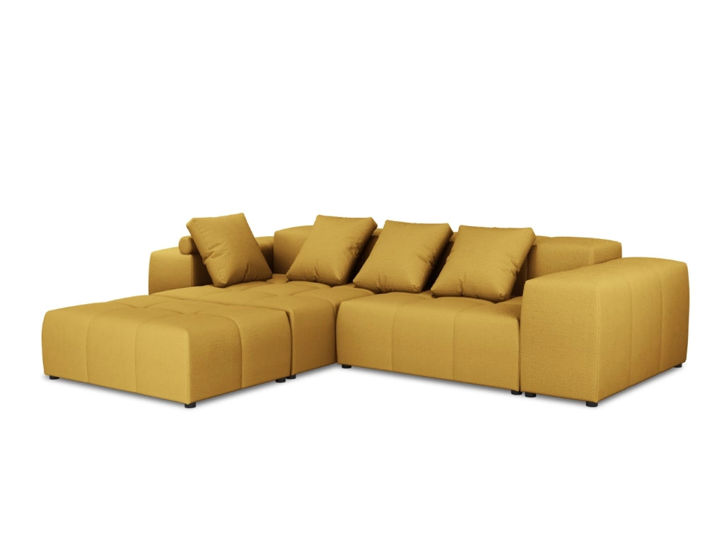 Cosmopolitan Design - Divano angolare modulare reversibile "Rome" 5 posti in tessuto strutturato giallo 