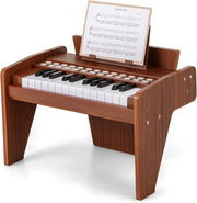 Tastiera a 25 tasti per bambini, pianoforte elettronico con tasto luminoso e leggio, pianoforte digitale per bambini di 18+ mesi, registrazione e lettura, modalità di apprendimento (marrone)