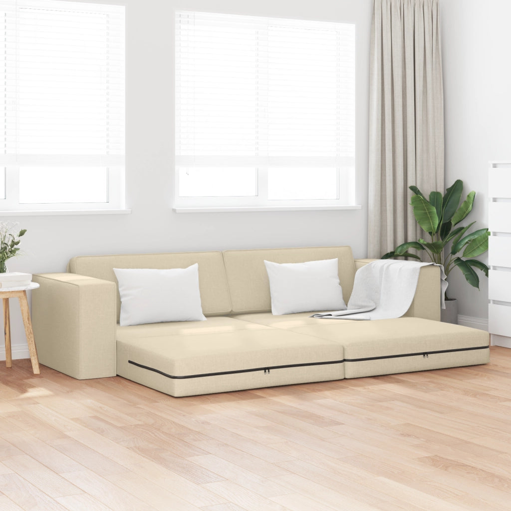Divano Letto 2-in-1 Panna 245x150x60.5 cm Tessuto