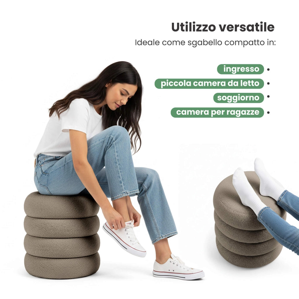 Pouf contenitore cilindrico in tessuto teddy 42 cm SNUGGO Moka