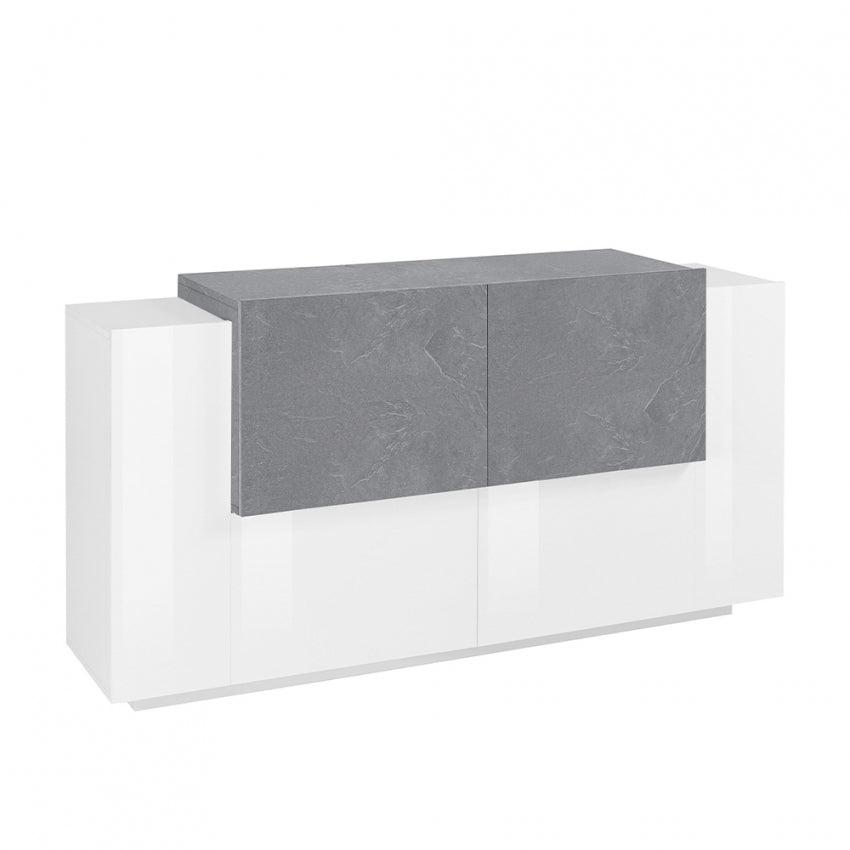 Credenza moderna New Coro, con 2 ante battenti in bianco ardesia