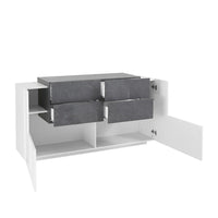 Credenza Moderna New Coro con 2 Ante Battenti e 4 Cassetti Bianco Ardesia