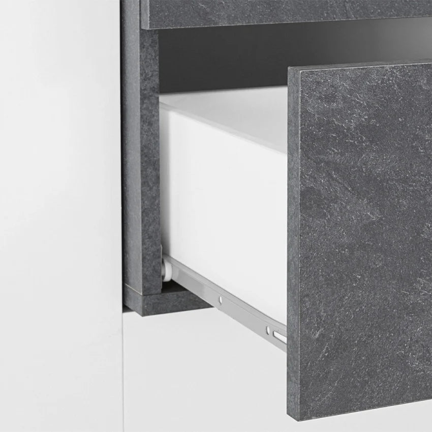 Credenza Moderna New Coro con 2 Ante Battenti e 4 Cassetti Bianco Ardesia