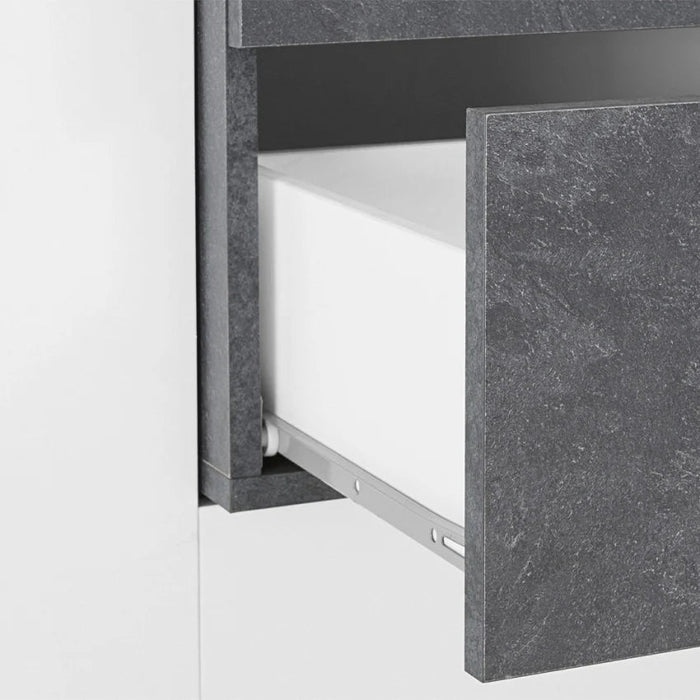 Credenza Moderna New Coro con 2 Ante Battenti e 4 Cassetti Bianco Ardesia