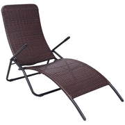 Lettino prendisole sedia a sdraio lettino prendisole letto da giardino mobili da giardino mobili da esterno 61 x 147 x 95 cm pieghevole rattan sintetico marrone 02_0012883