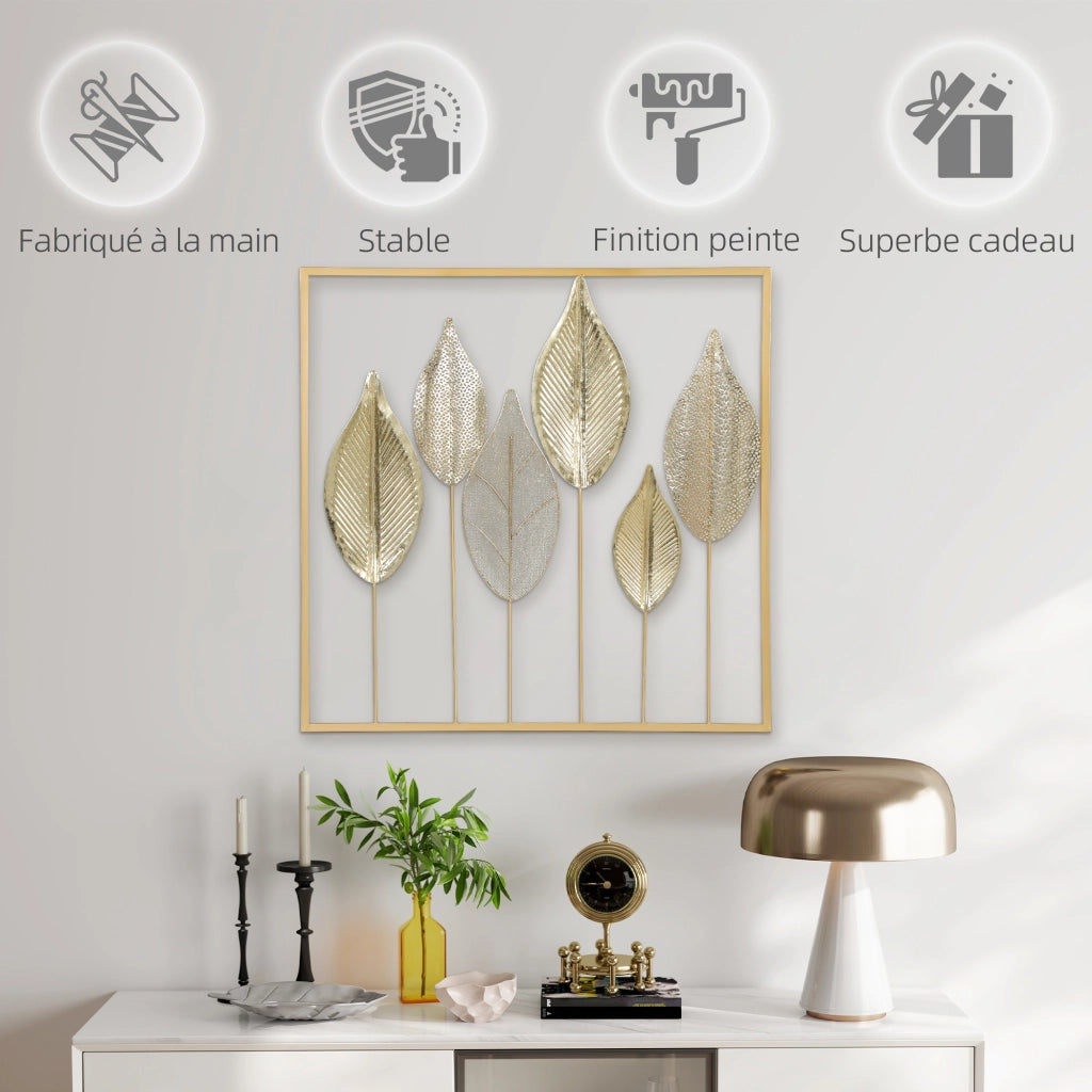 Decorazione murale foglia metallo moderno ¨C zephmum ¨C dorato 70x70 cm