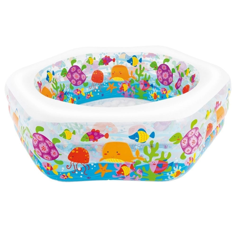 Trade Shop - Piscina Gonfiabile Per Bambini Pesci Dell'oceano A 3 Anelli 191 X 178 X 61 Cm -