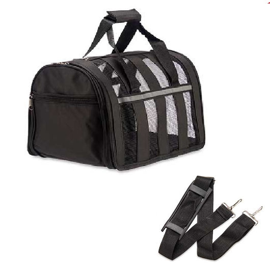 Trasportino Animali Idrorepellente Traspirante Maniglia Tracolla 29x49 H28 cm Nero