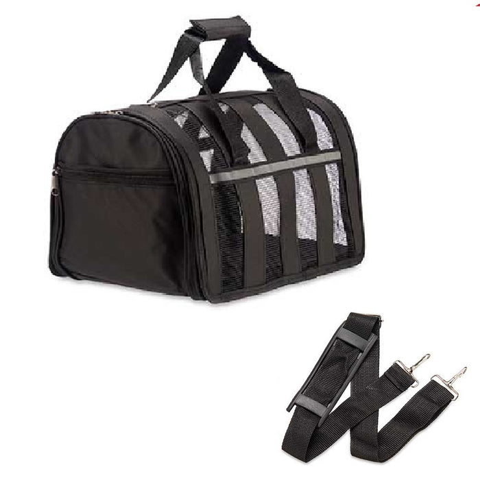 Trasportino Animali Idrorepellente Traspirante Maniglia Tracolla 29x49 H28 cm Nero