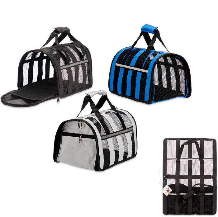 Trasportino Animali Idrorepellente Traspirante Maniglia Tracolla 29x49 H28 cm Nero