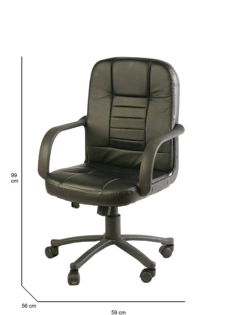 Sedia da ufficio Ogni, Poltrona direzionale con braccioli, Sedia ergonomica da ufficio, Nero, 56x59h88/99 cm