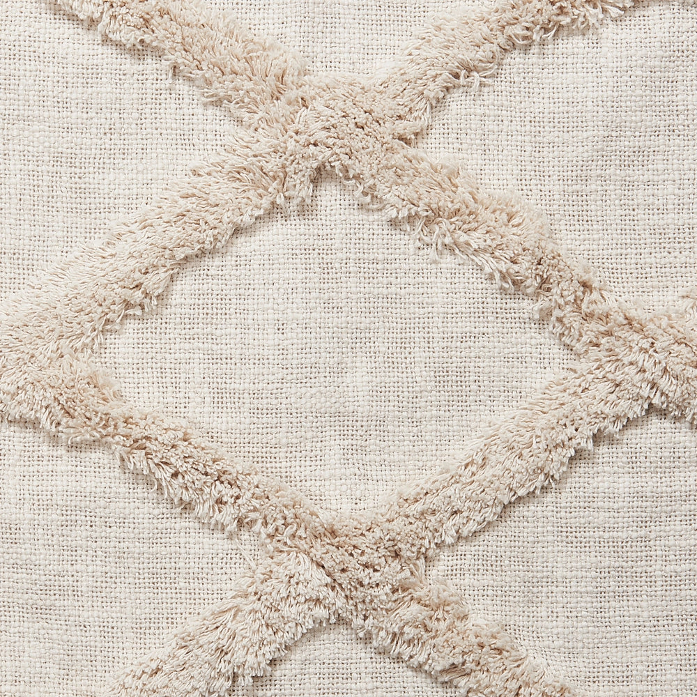 Coperta in cotone beige 130 x 180 cm motivo geometrico lavorato a maglia copriletto stile boho soggiorno camera da letto accento pezzo