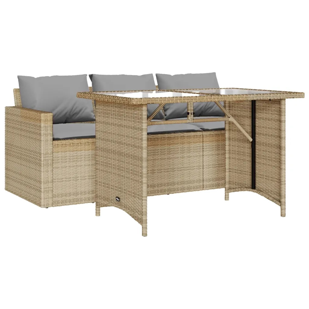 Set da Pranzo da Giardino 2 pz | Set Salotto da Giardino con Cuscini Beige in Polyrattan