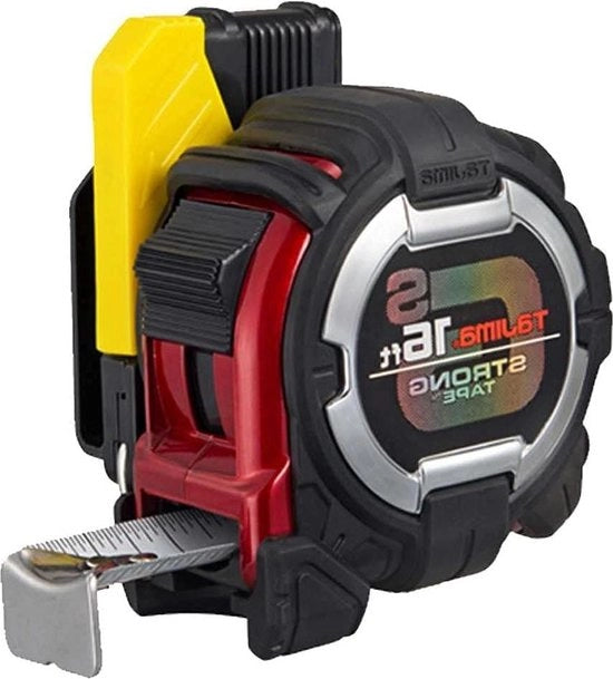 Misuratore a nastro da 4,9 m x 2,5 cm con contenitore in plastica shockresistente e clip di tenuta di sicurezza