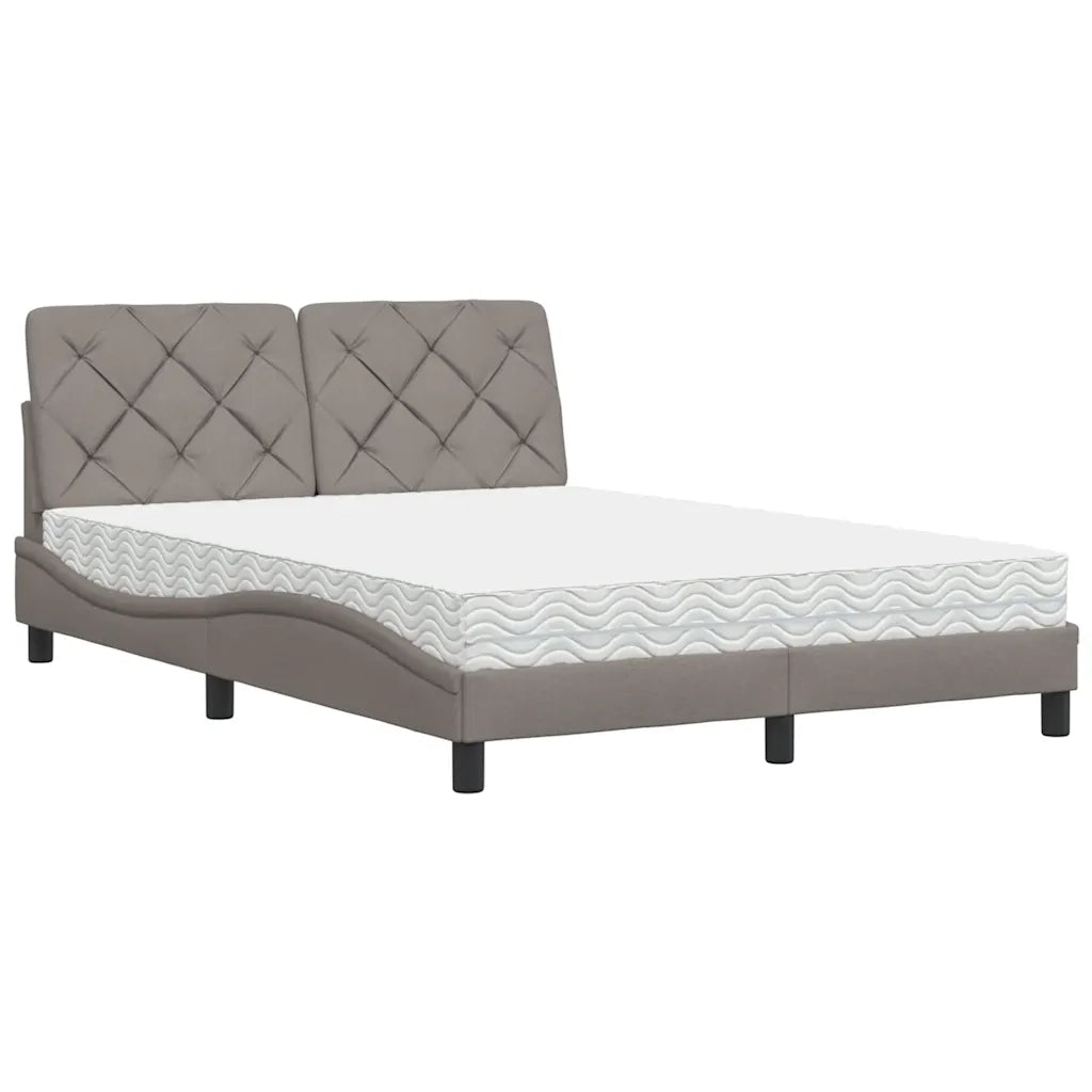 Letto con Materasso Tortora 140x190 cm in Tessuto 3310738