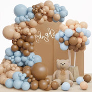 Set di Bamboline Decorativo per Festa di Compleanno e Baby Shower - Blu Marrone - 147 Pezzi - Boho e Pastello - Festa Tema Neutrale - Decorazione per Festa dei Bambini