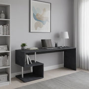 Poseidone, Scrivania 2 Ripiani Made in Italy, 180x60x78h cm Grigio Ardesia