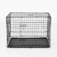 Gabbia Trasportino in Acciaio per Animali Pieghevole, 106×71×76cm, Nero