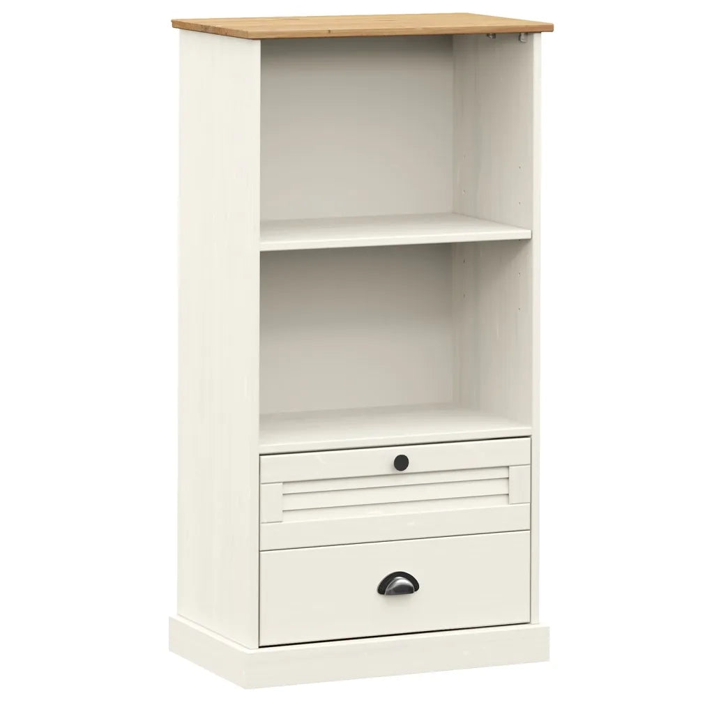 Libreria-Scaffale per Libri-Mobile di Stoccaggio VIGO 60x35x114,5 cm in Legno Massello di Pino Bianco