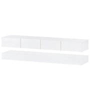 Mobile TV sospeso con 2 ante e 4 cassetti con LED; controllo da app e USB per soggiorno; in MDF; bianco