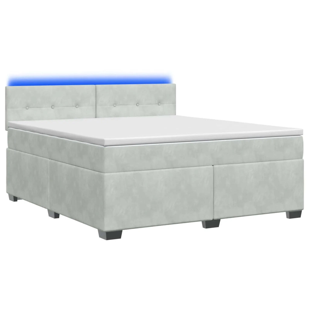 Letto con Box Spring, Materasso e LED Grigio Chiaro Velluto 3452192