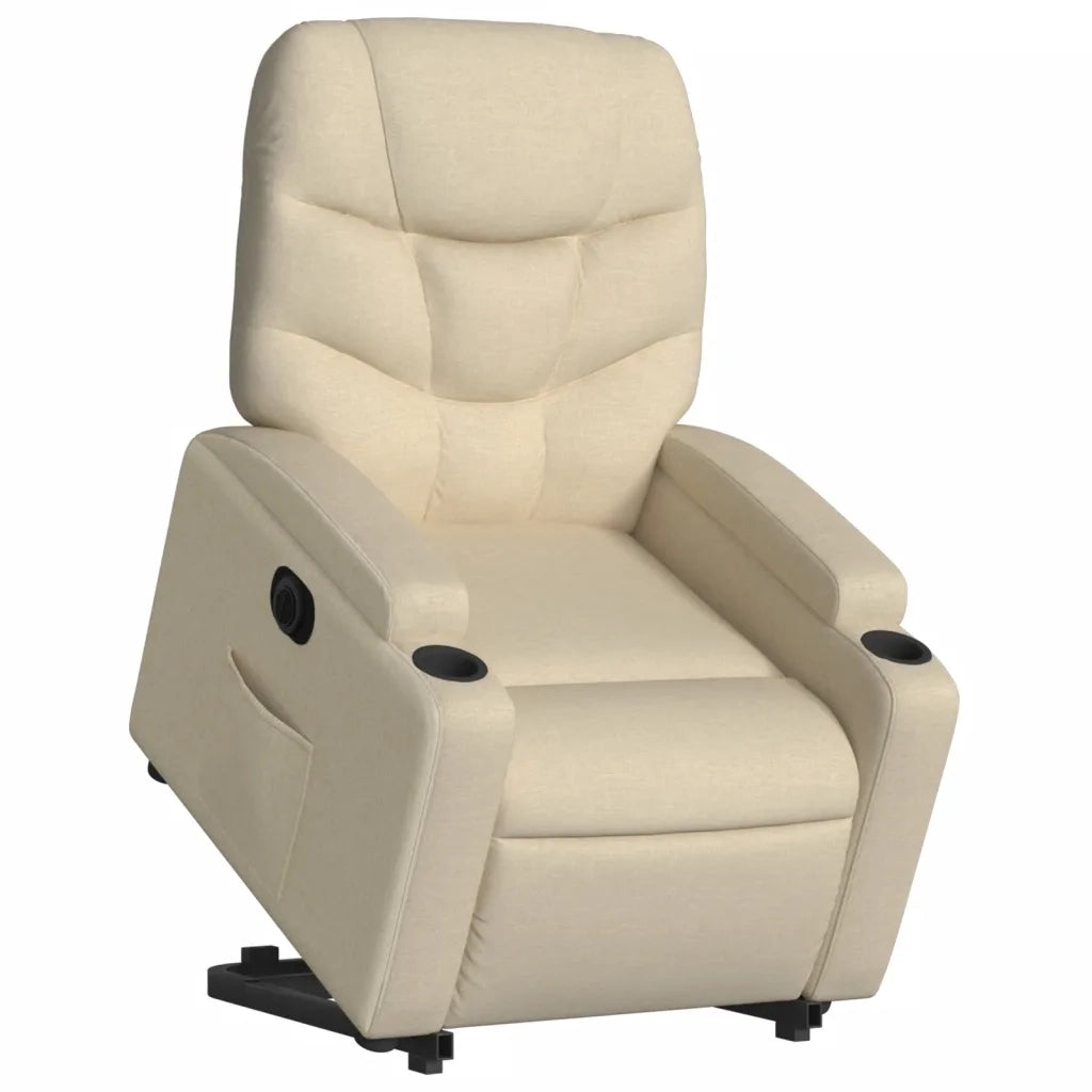 Poltrona Alzapersona Reclinabile Elettrica Crema in Tessuto 3204629