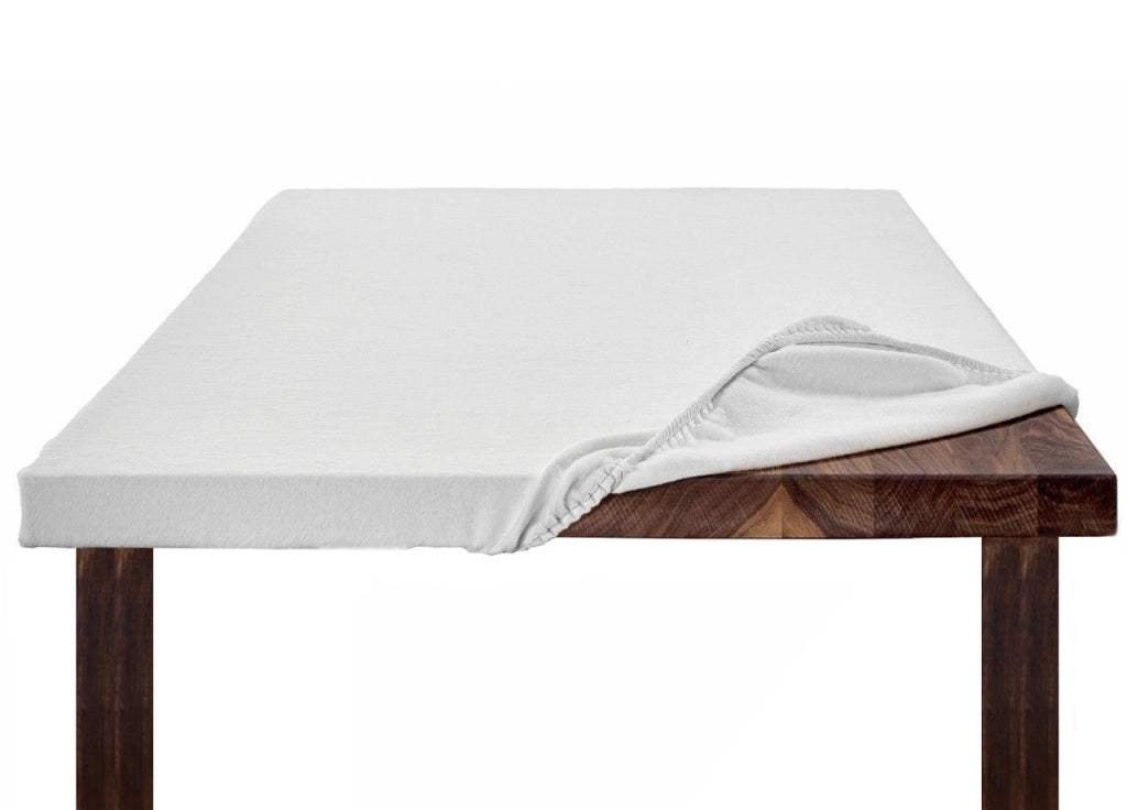 Copritavolo Mollettone SalvaTavolo SottoTovaglia Protezione Macchie Feltro Bianco Elastico Sul Bordo Made In Italy - 100x100 - Bianco