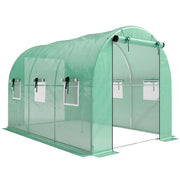 Serra 3 x 2 x 2 m, serra in alluminio con ruote, 2 porte con cerniera e 6 finestre a rete, pali di supporto, verde