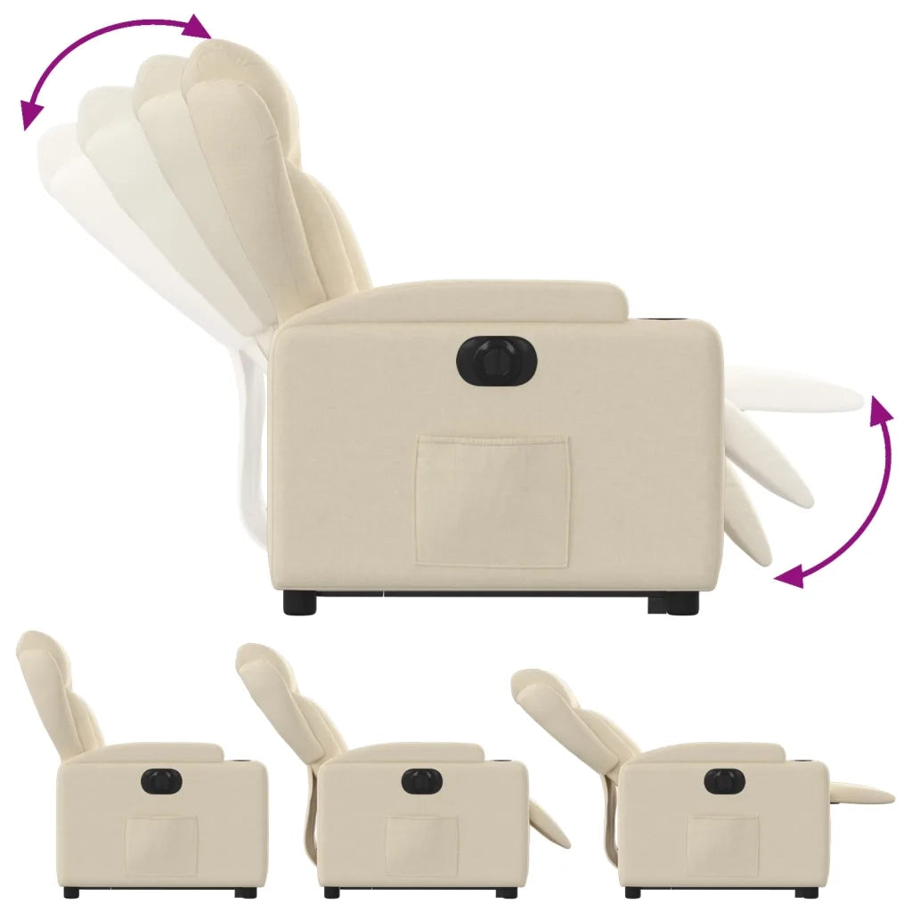 Poltrona Alzapersona Reclinabile Elettrica Crema in Tessuto 3204515