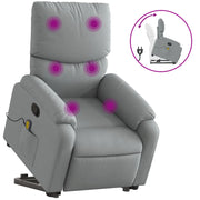 Poltrona | Sedia Relax Alzapersona Massaggi Reclinabile Grigio Chiaro Tessuto