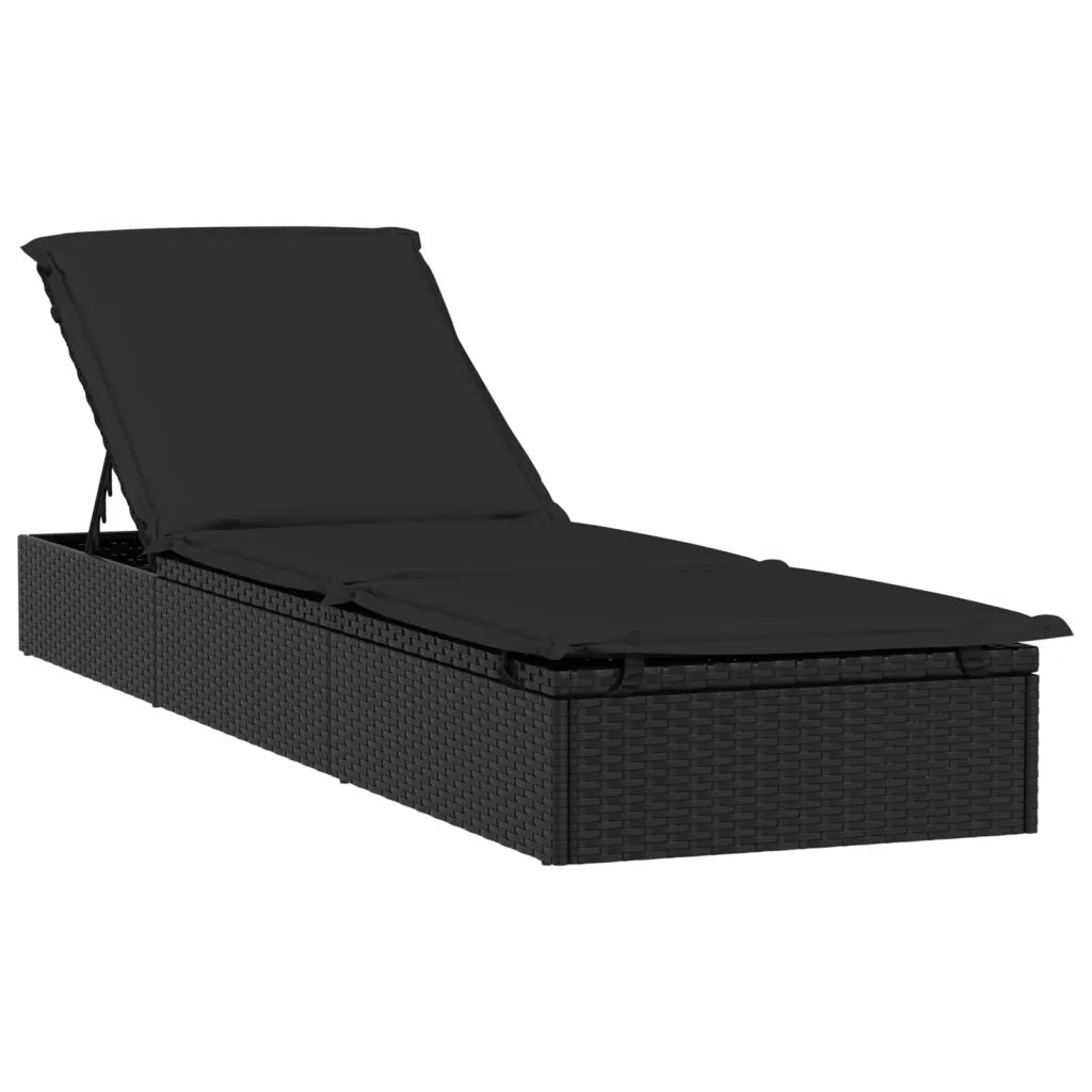 Lettino Prendisole 1 pz con Tavolino Nero in Polyrattancod mxl 106095