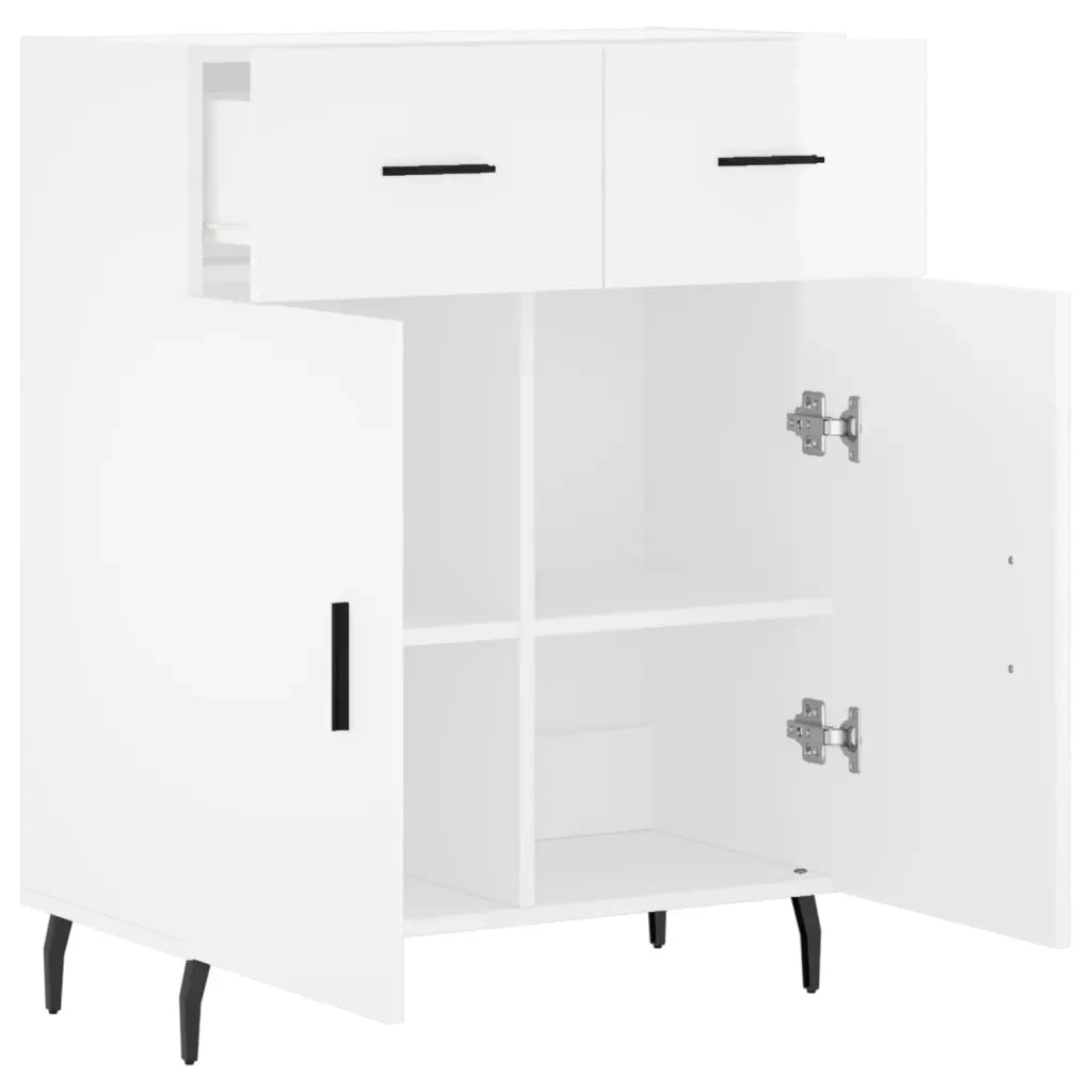 Credenza | Madia | Buffet da pranzo | Armadio da pranzo 69,5x34x90 cm in Legno Multistrato Bianco Lucido
