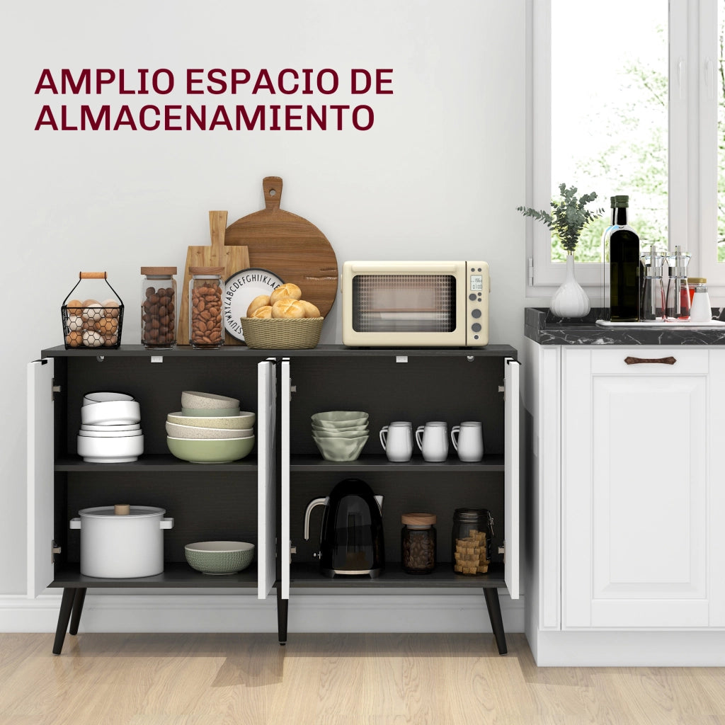 Credenza 4 ante ¨C Xylo ¨C Legno bianco e nero 120x35x77 cm