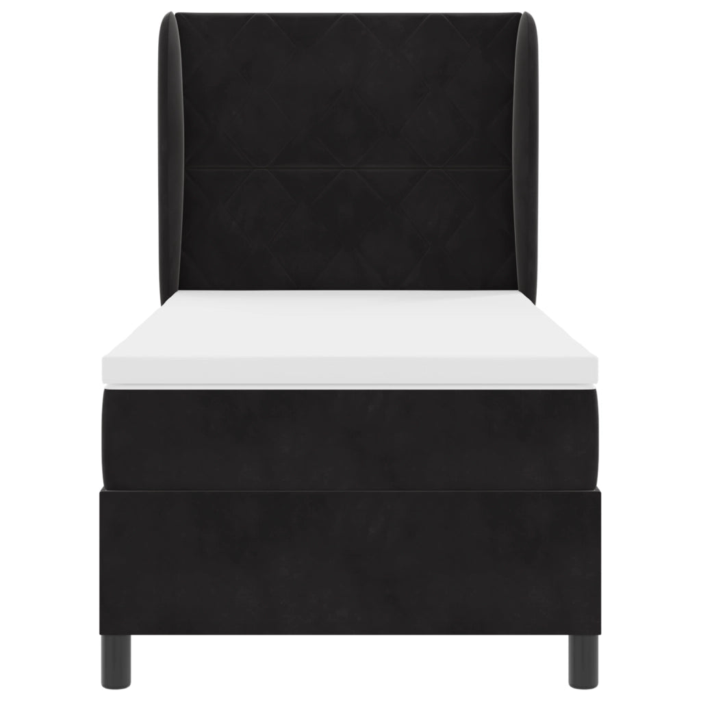 Letto Box Spring con Materasso Nero 100x200 cm Velluto