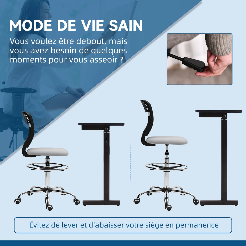 Sedia da ufficio ergonomica in rete ¨C zephmum ¨C grigio, 59x59x106-126 cm