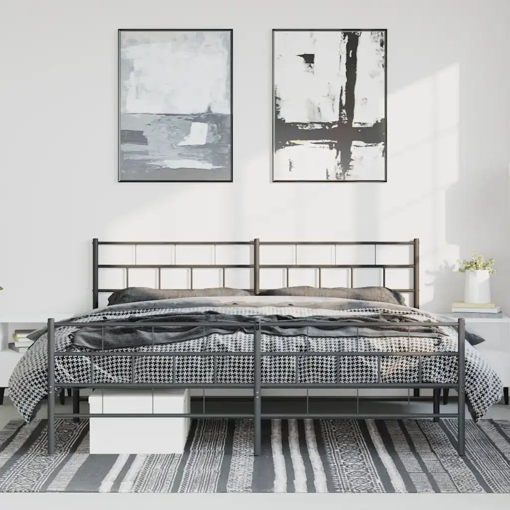 Giroletto con Testiera e Pediera Metallo Nero 193x203 cm 355683