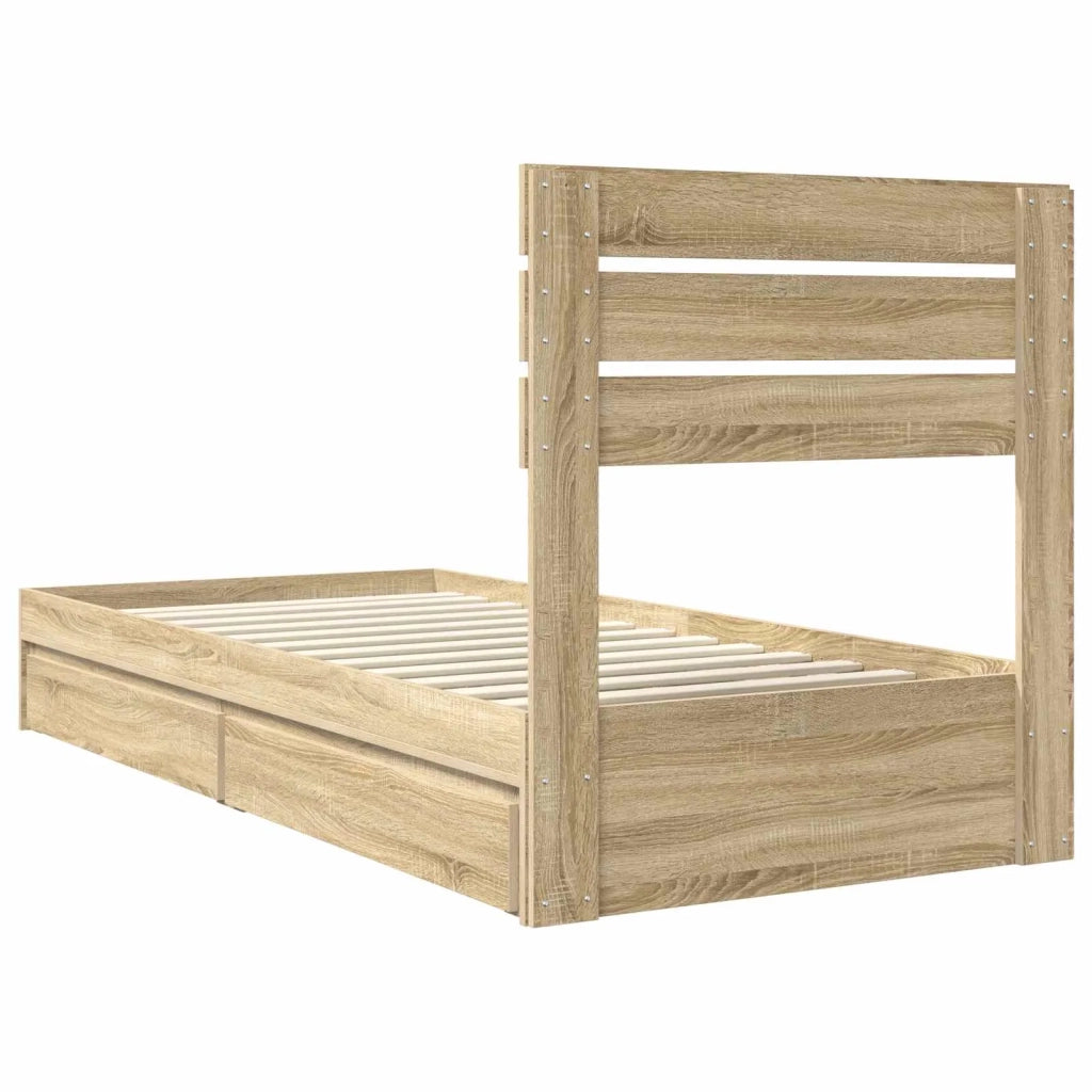 Letto con Contenitore con testiera Rovere Sonoma 100 x 200 cm