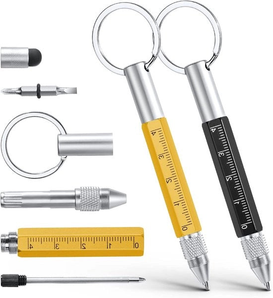 Penna multifunzionale 6-in-1 con chiusura a molla - Regalo originale e utile per padre, madre e appassionati di gadget